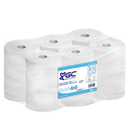 Papel hig. ind. GC J287023, 2 capas, paquete de 18 rollos.