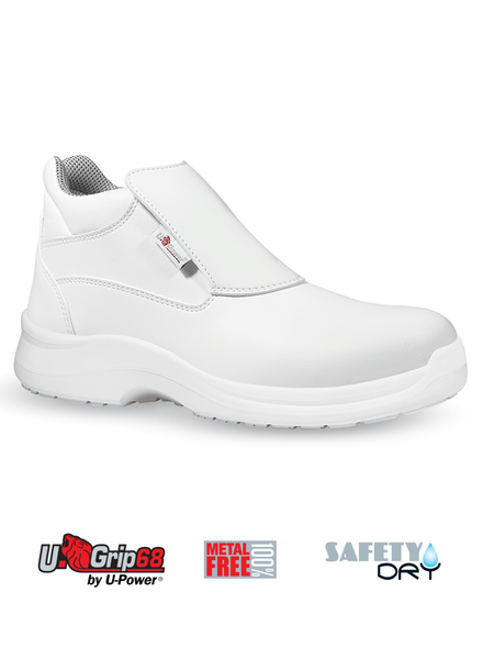 [Shine.41] Bota de microfibra blanca U-Power Shine T.41, puntera no metálica, S2 SRC