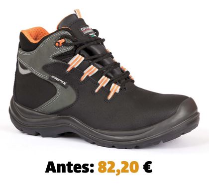 ​​​Bota Giasco Tesla de piel flor negra, suela aislante de la electricidad, con membrana impermeable Windtex, SB FO E P CI HI WRU WR HRO