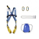 [100908400005] Conjunto ROQUENUBLEO : arnés anclaje dorsal +2mosquetones+cuerda 1,5m        