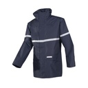 ​​​​Chaqueta impermeable Sioen Ridley ignífuga antiestática, azul marino con banda reflex,impermeable, forro interno algodón retardante.