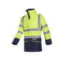 Parka Sioen Hedland ignífuga antiestática alta visibilidad, impermeable y transpirable, protección limitada prod. químicos.