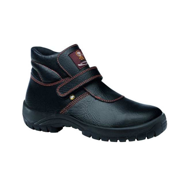 Bota amb velcro FAL VULCANOTOP de pell flor negra, S3 SRC